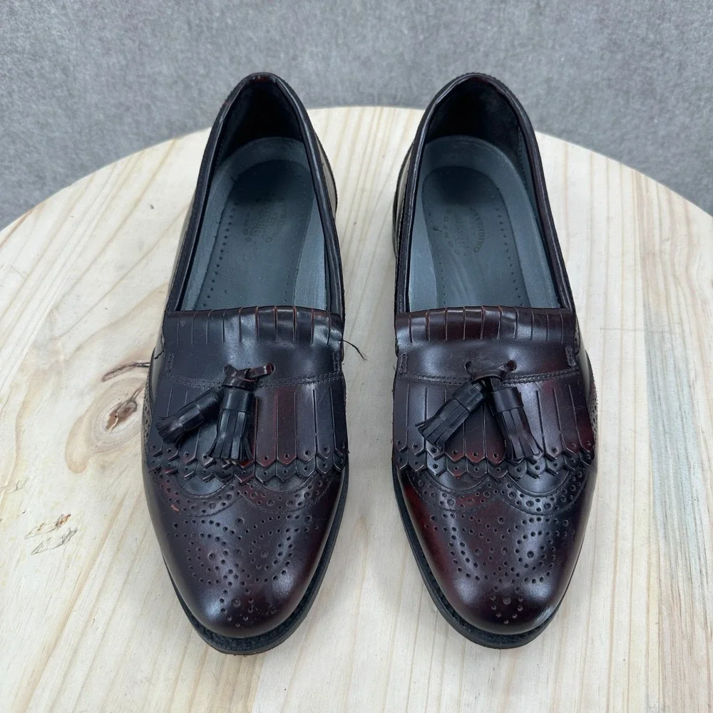 VTG Dexter Kiltie Tassel Loafer Mens 10.5 Burgundy Leather Wingtip Brogue USA